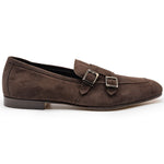 Zelli Gatto Suede Goatskin Double Monkstrap Shoes Café
