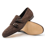 Zelli Gatto Suede Goatskin Double Monkstrap Shoes Café (56-500-CAF)