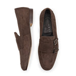 Zelli Gatto Suede Goatskin Double Monkstrap Shoes Café (56-500-CAF)