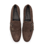 Zelli Gatto Suede Goatskin Double Monkstrap Shoes Café (56-500-CAF)