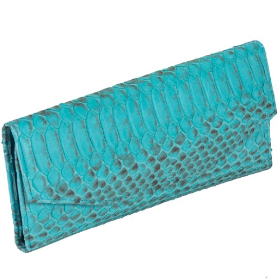 Zelli Georgina Genuine Python Wallet Turquoise