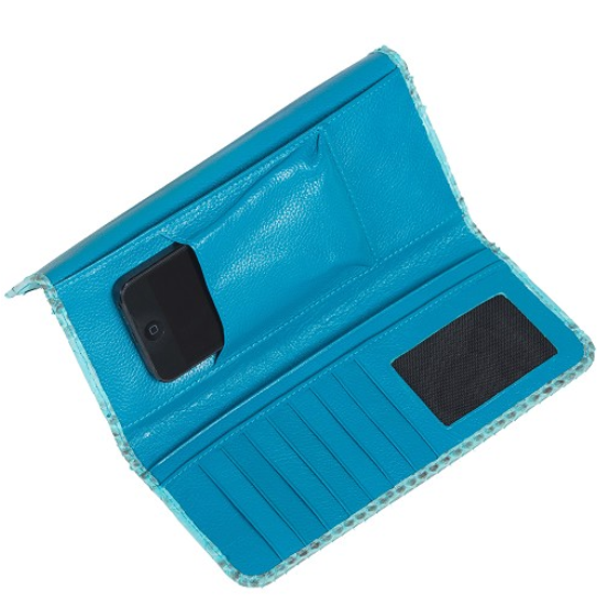 Zelli Georgina Genuine Python Wallet Turquoise