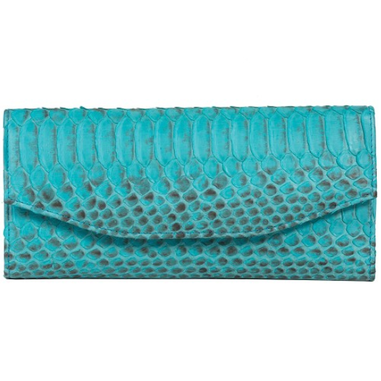 Zelli Georgina Genuine Python Wallet Turquoise