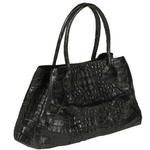 Zelli Gia Large Genuine Crocodile Handbag Black