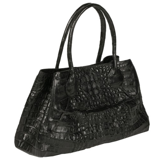 Zelli Gia Large Genuine Crocodile Handbag Black