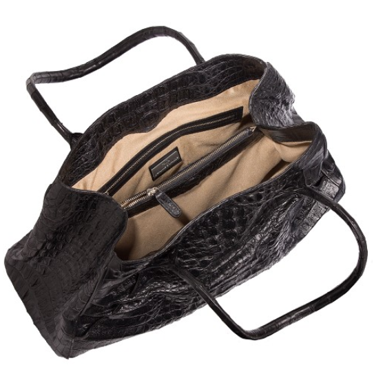 Zelli Gia Large Genuine Crocodile Handbag Black
