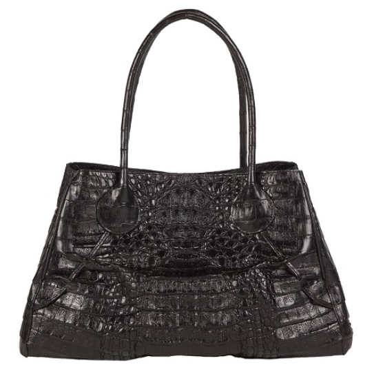 Zelli Gia Large Genuine Crocodile Handbag Black