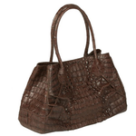 Zelli Gia Large Genuine Crocodile Handbag Brown