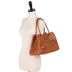 Zelli Gia Large Genuine Crocodile Handbag Cognac