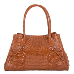 Zelli Gia Large Genuine Crocodile Handbag Cognac