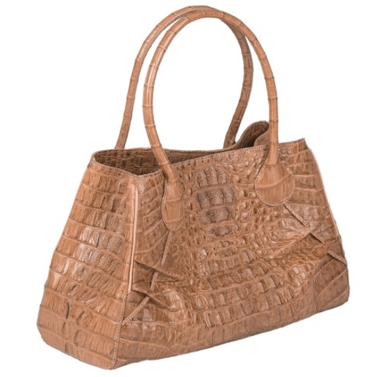 Zelli Gia Large Genuine Crocodile Handbag Natural