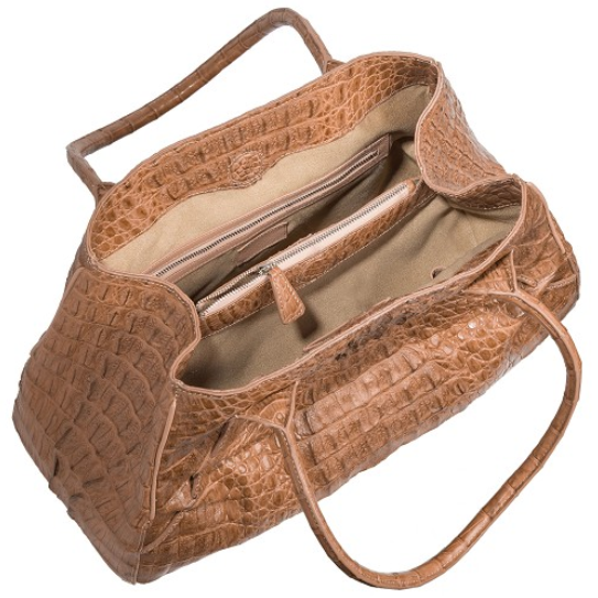 Zelli Gia Large Genuine Crocodile Handbag Natural