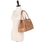 Zelli Gia Large Genuine Crocodile Handbag Natural