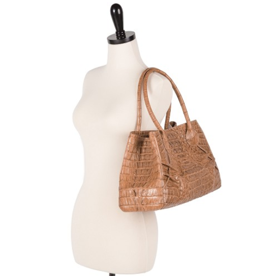 Zelli Gia Large Genuine Crocodile Handbag Natural