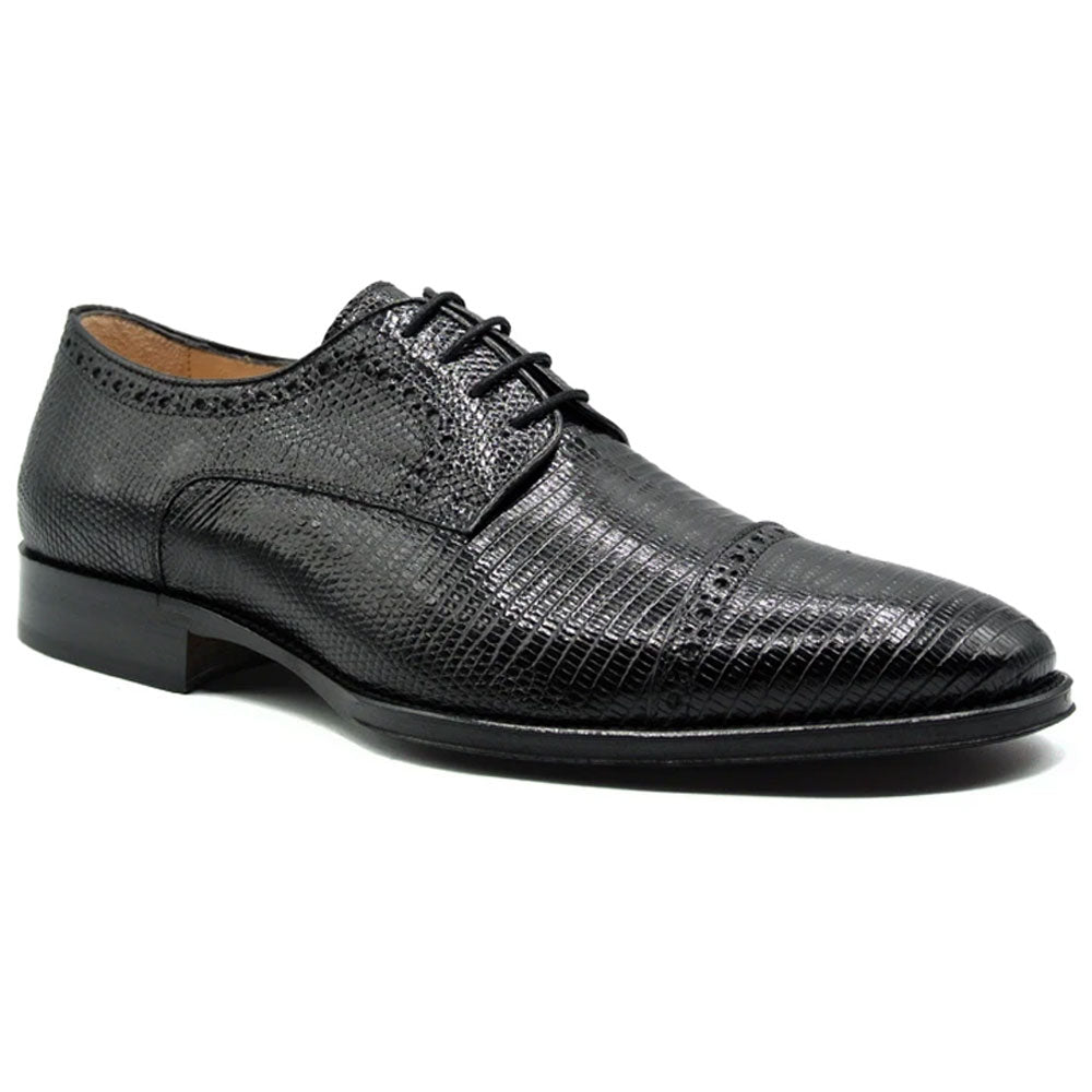 Zelli Giovanni Lizard Cap Toe Brogues Black