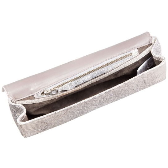 Zelli Isabella Genuine Ring Lizard Clutch Natural