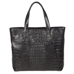 Zelli Isla Genuine Crocodile Tote Bag Black
