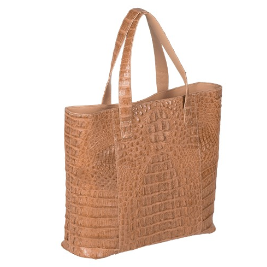 Zelli Isla Genuine Crocodile Tote Bag Natural