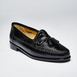 Zelli Kalahari Ostrich Leg & Nappa Tassel Loafers Black