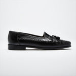 Zelli Kalahari Ostrich Leg / Nappa Tassel Loafers Black