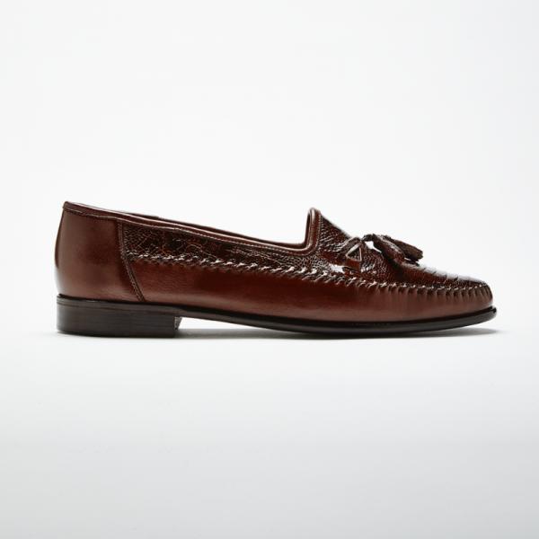 Zelli Kalahari Ostrich Leg / Nappa Tassel Loafers Brown