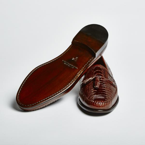 Zelli Kalahari Ostrich Leg / Nappa Tassel Loafers Brown
