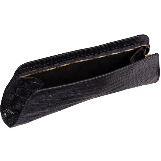 Zelli Kate Genuine Alligator Clutch Black