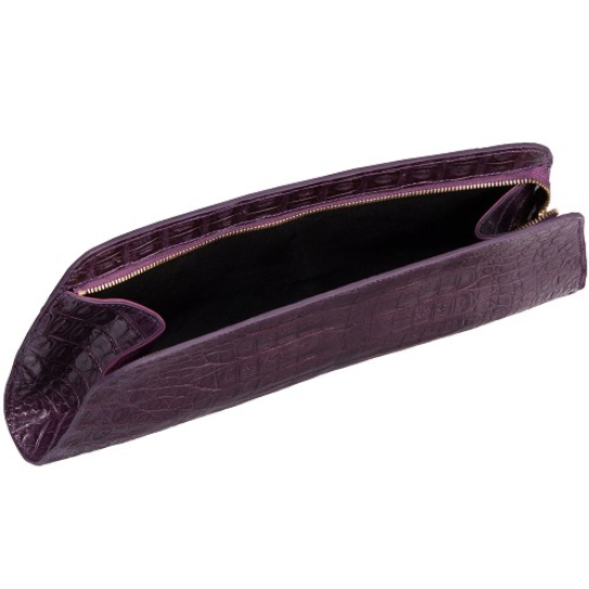 Zelli Kate Genuine Alligator Clutch Purple
