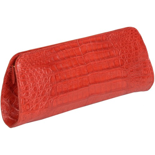 Zelli Kate Genuine Alligator Clutch Red