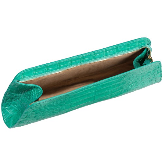 Zelli Kate Genuine Alligator Clutch Turquoise