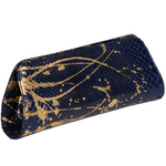 Zelli Kate Genuine Python Clutch Navy / Gold