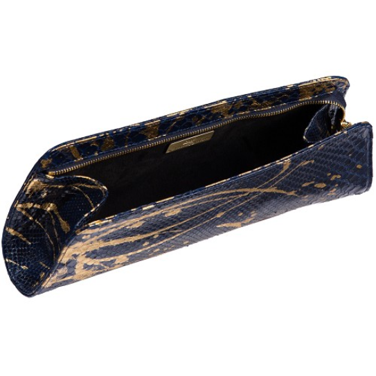 Zelli Kate Genuine Python Clutch Navy / Gold
