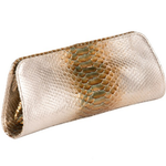 Zelli Kate Genuine Python Clutch Pearl / Gold