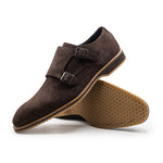 Zelli Legerra Suede Goatskin Double Monkstrap Shoes Chocolate Brown (56-105-BRN)