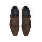 Zelli Legerra Suede Goatskin Double Monkstrap Shoes Chocolate Brown (56-105-BRN)