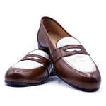 Zelli Lizard & Calfskin Spectator Loafers Brown / White