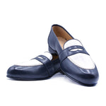Zelli Lizard & Calfskin Spectator Loafers Navy / White