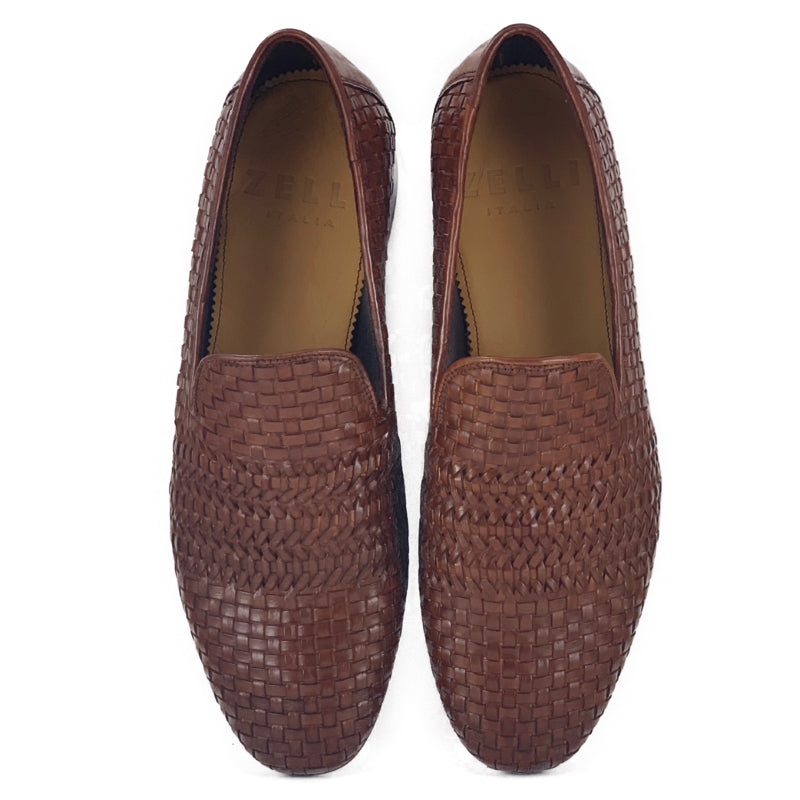 Zelli Luce Woven Loafers Cognac