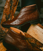 Zelli Marco Ostrich Chukka Boots Brown (43-594-CGN)
