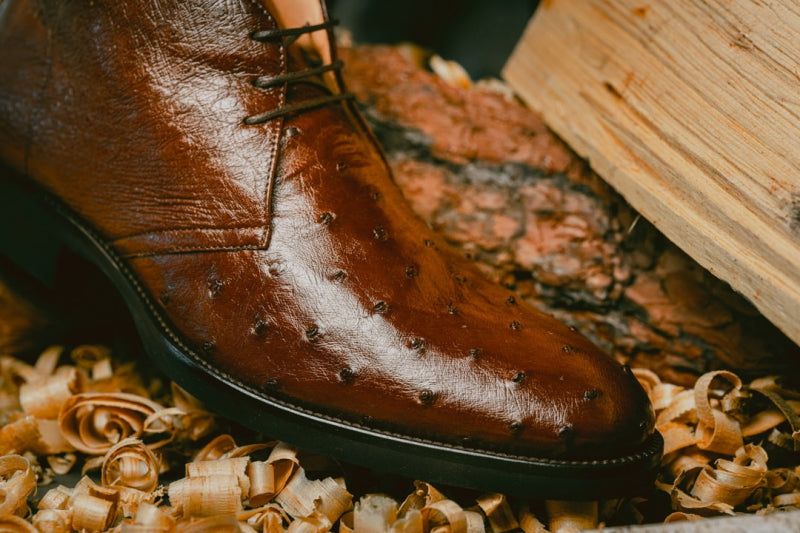 Zelli Marco Ostrich Chukka Boots Brown (43-594-CGN)