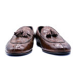 Zelli Maximo Crocodile Tassel Loafers Cognac