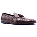 Zelli Maximo Crocodile Tassel Loafers Cognac