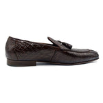 Zelli Maximo Crocodile Tassel Loafers Nicotine
