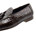 Zelli Maximo Crocodile Tassel Loafers Nicotine