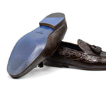 Zelli Maximo Crocodile Tassel Loafers Nicotine