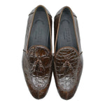 Zelli Maximo Crocodile Tassel Loafers Nicotine