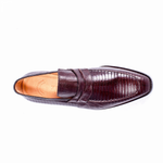 Zelli Meo Lizard Penny Loafers Dark Brown