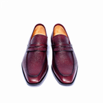 Zelli Meo Pebble Grain Penny Loafers Burgundy