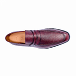 Zelli Meo Pebble Grain Penny Loafers Burgundy