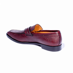 Zelli Meo Pebble Grain Penny Loafers Burgundy